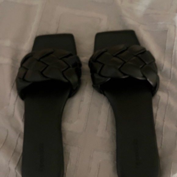 Open Edit Lucca Square Toe Black Sandals Sz 7M - Picture 5 of 8